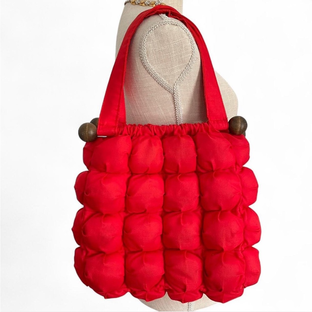 Red Quilted Shoulder Bag - Picture 1 of 5